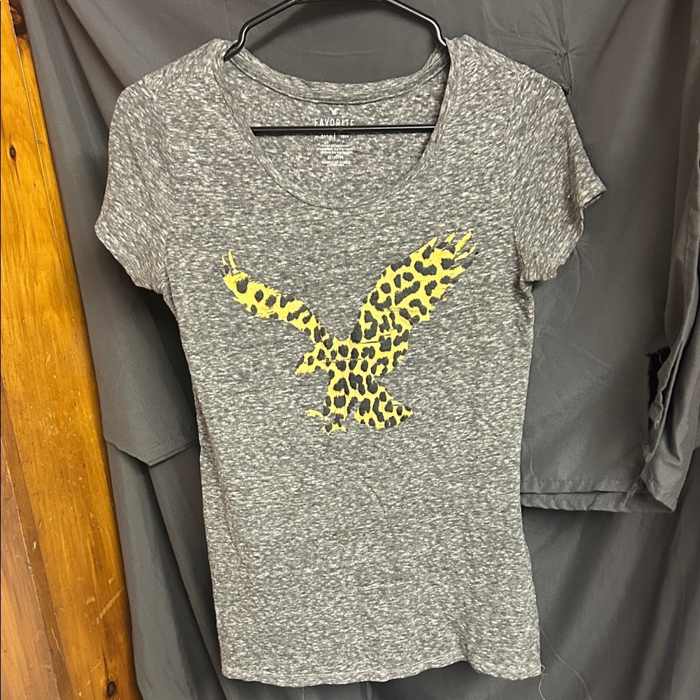 Salvage Gray Tee with Yellow Leopard Print